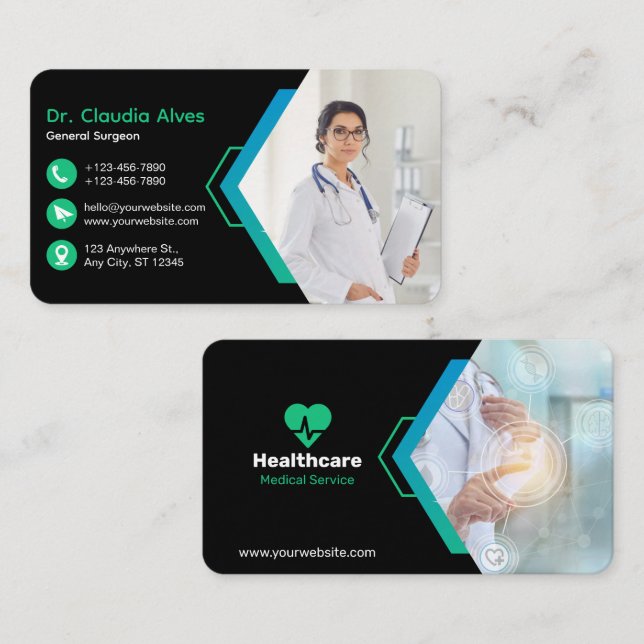 Custom Branded Creative Modern Medical Service Business Card (Front/Back)