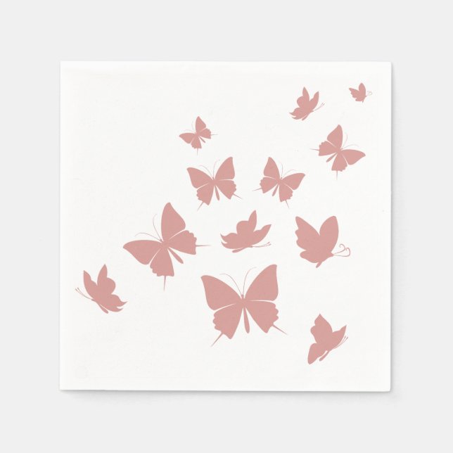 Custom Branded Cute Pink Flying Butterflies  Napkins (Front)