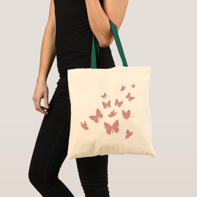 Custom Branded Cute Pink Flying Butterflies  Tote Bag (Front (Product))