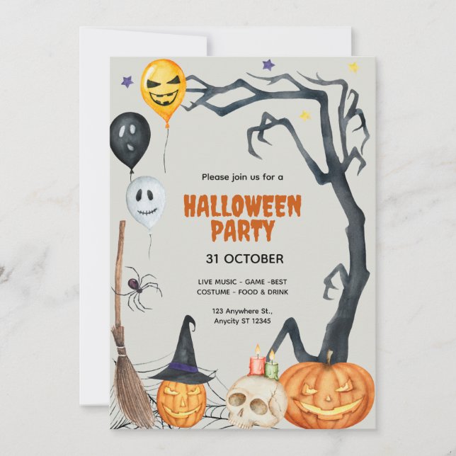 Custom Branded Cute pumpkin Halloween Party  Invitation (Front)