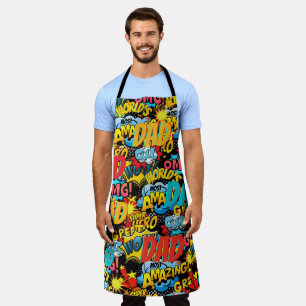 Custom Branded DAD Gift - Comic Superhero Fun Name Apron