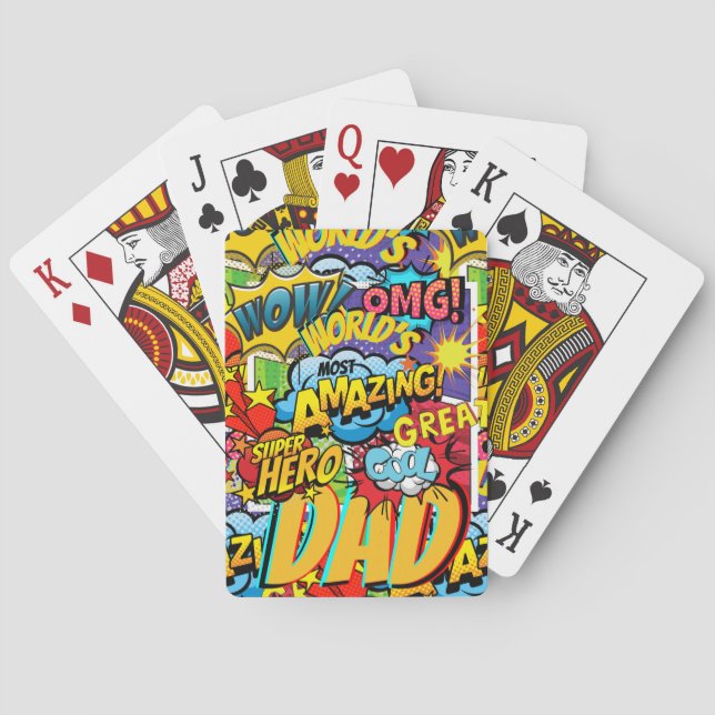 Custom Branded DAD Gift - Comic Superhero Fun Name Poker Cards (Back)