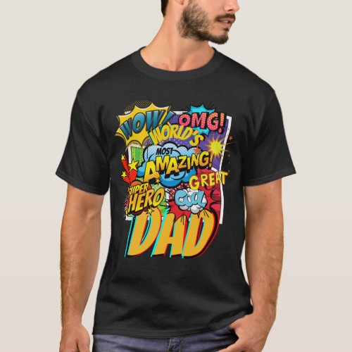 Custom Branded DAD Gift _ Comic Superhero Fun Name T_Shirt