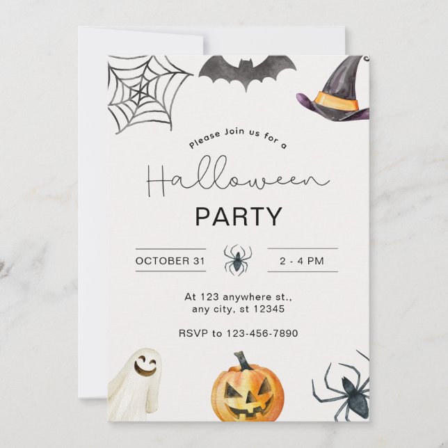 Custom Branded Elegant Adult Halloween Party  Invitation (Front)