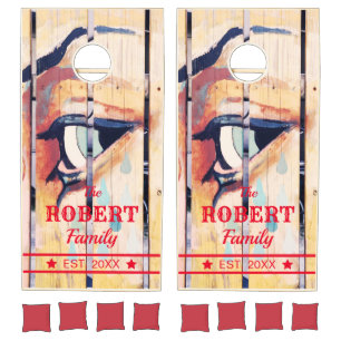 Custom Branded Eye Dark Wood-look Cornhole Set