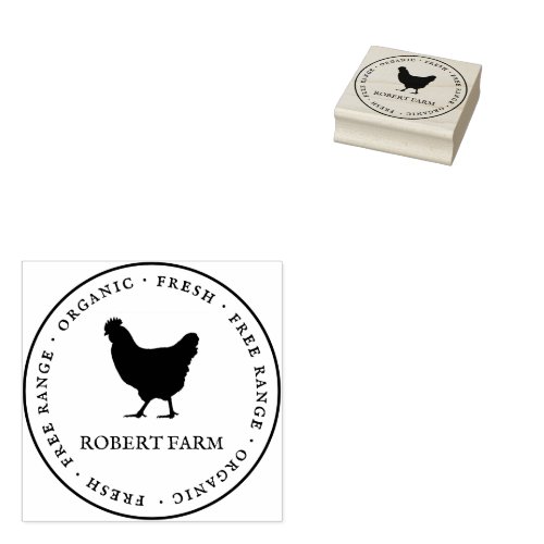 Custom Branded Family Farm Chicken Egg Carton  Rubber Stamp