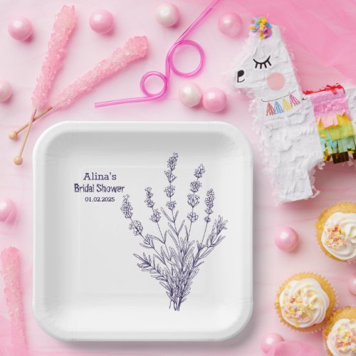 Custom Branded French lavender flowers Paper Plate
