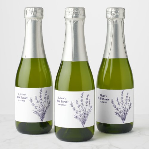Custom Branded French lavender flowers  Sparkling Wine Label