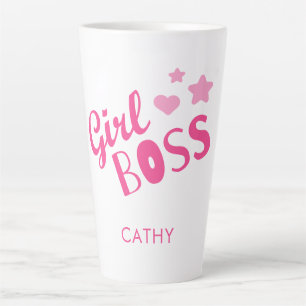 Custom Branded Girl Boss Fun Typography Pink Latte Mug