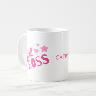 Custom Branded Girl Boss Hearts Name Coffee Mug