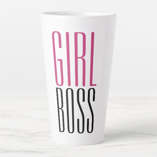 Custom Branded Girl Boss Hot Pink Black Typography Latte Mug
