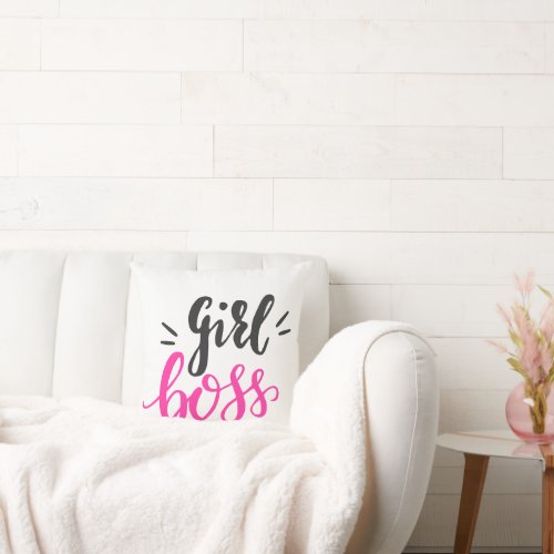 Custom Branded Girl Boss Typography Any Color  Throw Pillow