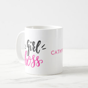 Custom Branded Girl Boss typography Name Coffee Mug