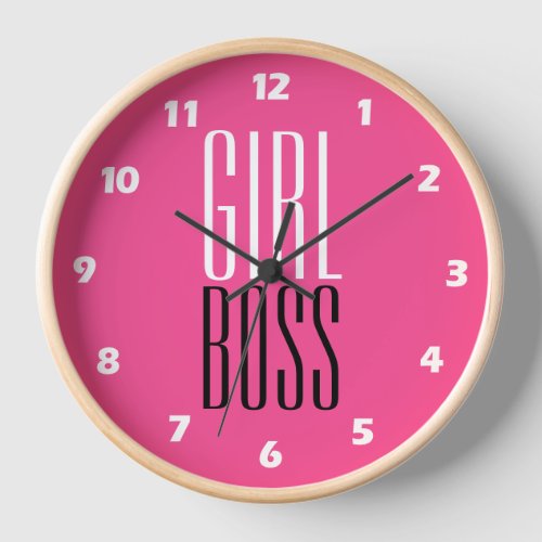 Custom Branded Girl Boss White Black Hot Pink 10  Clock