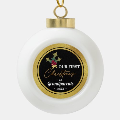 Custom Branded Grandparents First Christmas  Ceramic Ball Christmas Ornament