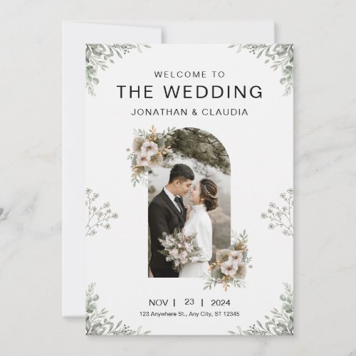 Custom Branded Gray Floral Watercolor Wedding  Invitation