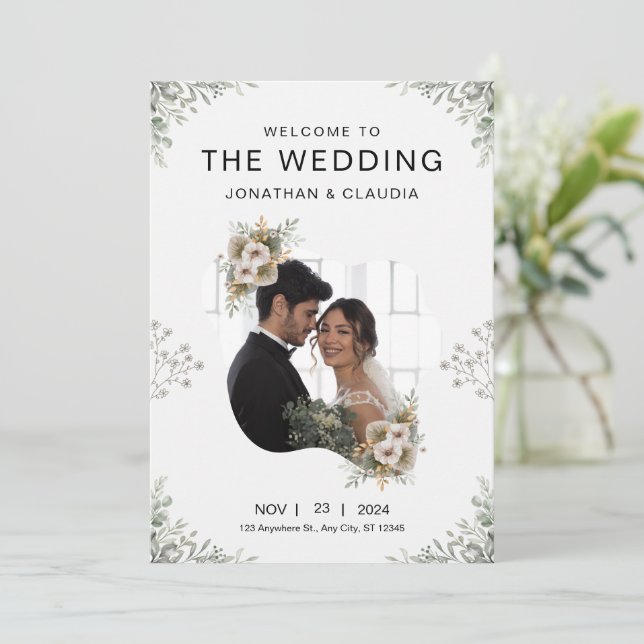 Custom Branded Gray Modern Wedding Invitation (Standing Front)