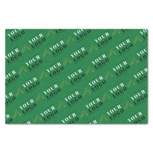 Custom branded Green Christmas Holly tiled logo Tissue Paper