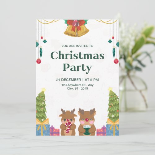 Custom Branded Green Watercolor Christmas Party Invitation