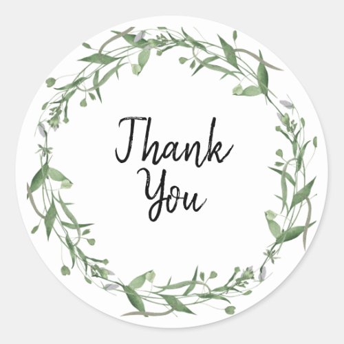 Custom Branded Green Wreath Thank You Circle  Classic Round Sticker