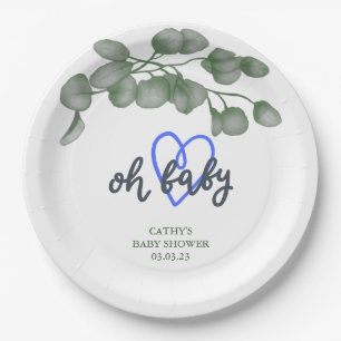Custom Branded Greenery Oh Baby   Baby Shower  Paper Plates