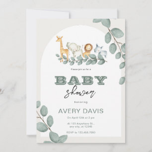 Custom Branded Greenery Safari Baby Shower Invitation