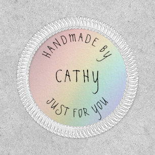Custom Branded Handmade by Name Label Rainbow Patch