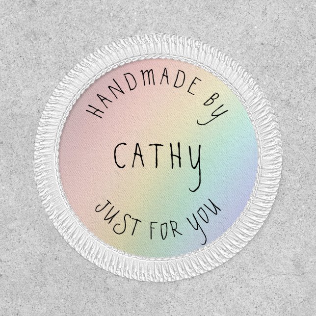 Custom Branded Handmade by Name Label Rainbow Patch (Front)