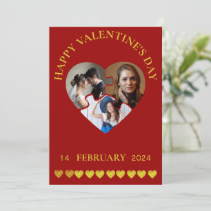 Custom Branded Happy Valentine's Day Three Photos  Holiday Card