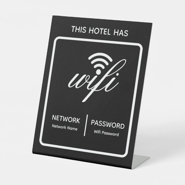 Custom Branded Hotel Name Wifi Password Pedestal Sign (Front)