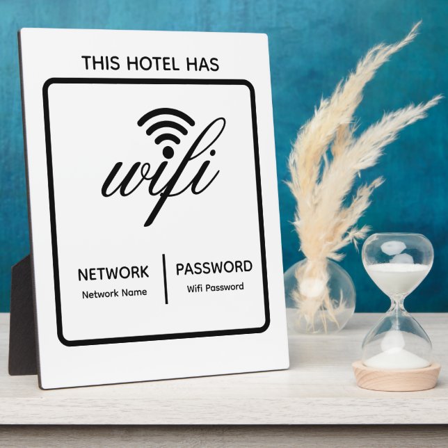 Custom Branded Hotel Name Wifi Password Plaque (Side)