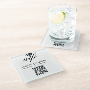 Custom Branded Hotel Wifi Password QR Code Glass Coaster