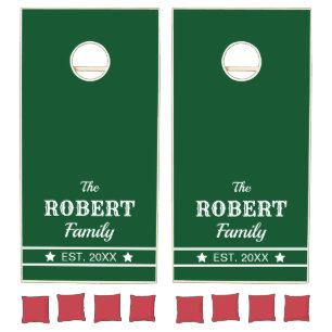 Custom Branded Hunter Green Dark Wood-look Cornhole Set