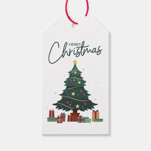 Custom Branded Merry Christmas Tree White Gift Tags