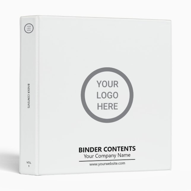 Custom Branded Minimalist Modern Business Logo 3 Ring Binder (Front/Spine)