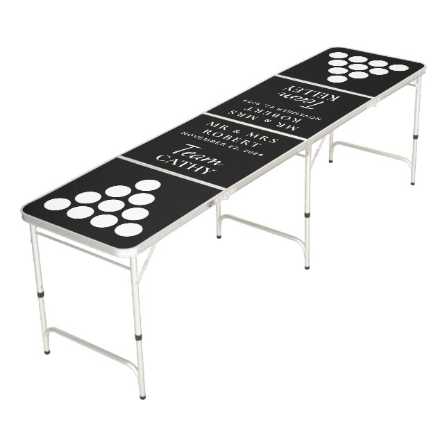 Custom Branded Modern Black Wedding  Beer Pong Table (Angled)