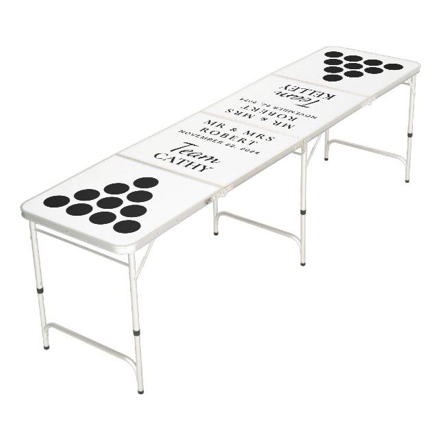 Custom Branded Modern White Wedding Beer Pong Table (Angled)