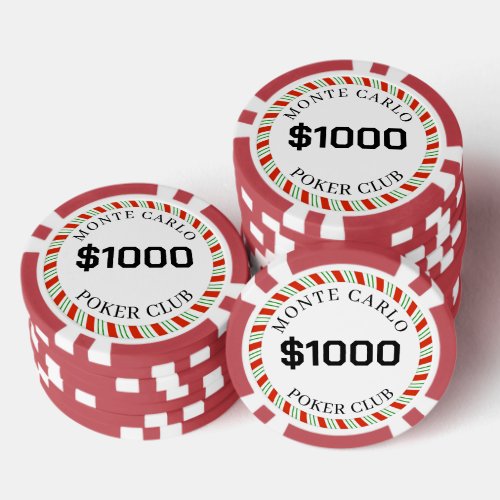 Custom Branded Monte Carlo Smooth 1000 14 Gram  Poker Chips