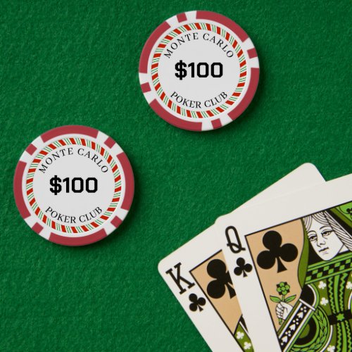 Custom Branded Monte Carlo Smooth 100 14 Gram  Poker Chips