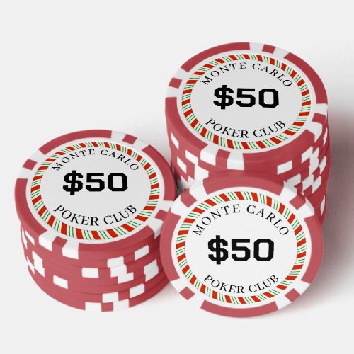 Custom Branded Monte Carlo Smooth 50 14 Gram  Poker Chips