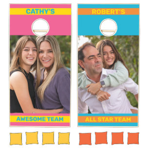 Custom Branded Names and Teams Photo Summer Bright Cornhole Set