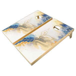 Custom Branded Natural Wood Watercolor Cornhole Set