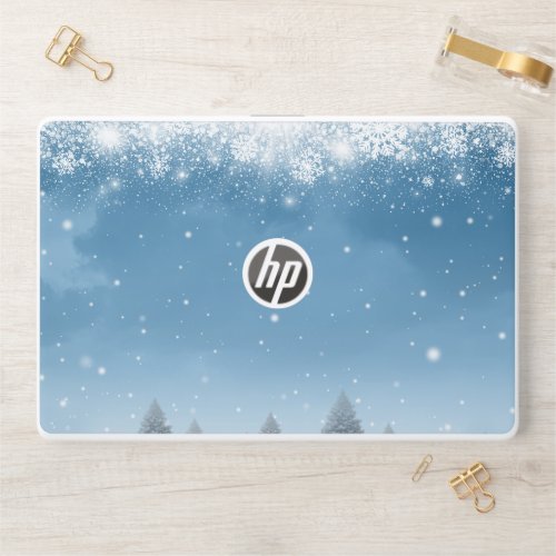 Custom Branded Navy Snow Winter Quote  HP Laptop Skin
