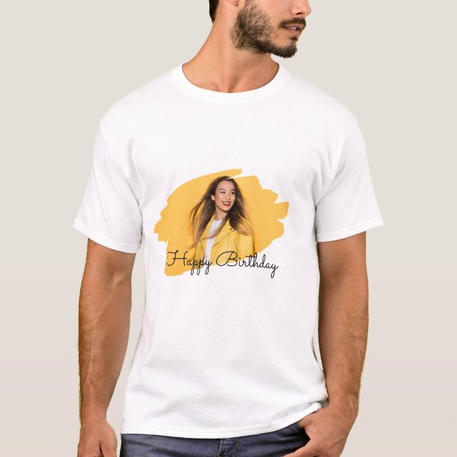 Custom Branded Photo Happy Birthday T-Shirt (Front)