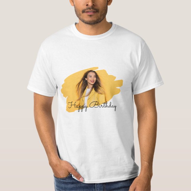 Custom Branded Photo Happy Birthday T-Shirt (Front)