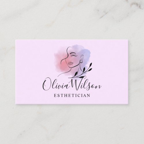 Custom Branded Purple and Pink Esthetician Business Card