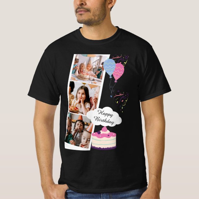 Custom Branded Purple Fun Happy Birthday T-Shirt (Front)