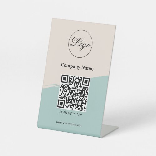 Custom Branded QR Code Payment Business Logo  Pedestal Sign