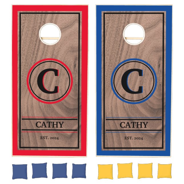 Custom Branded Red and Blue Family Name  Cornhole Set (Set)