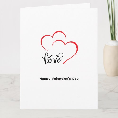 Custom Branded Red Black Minimalist Valentine Day Card